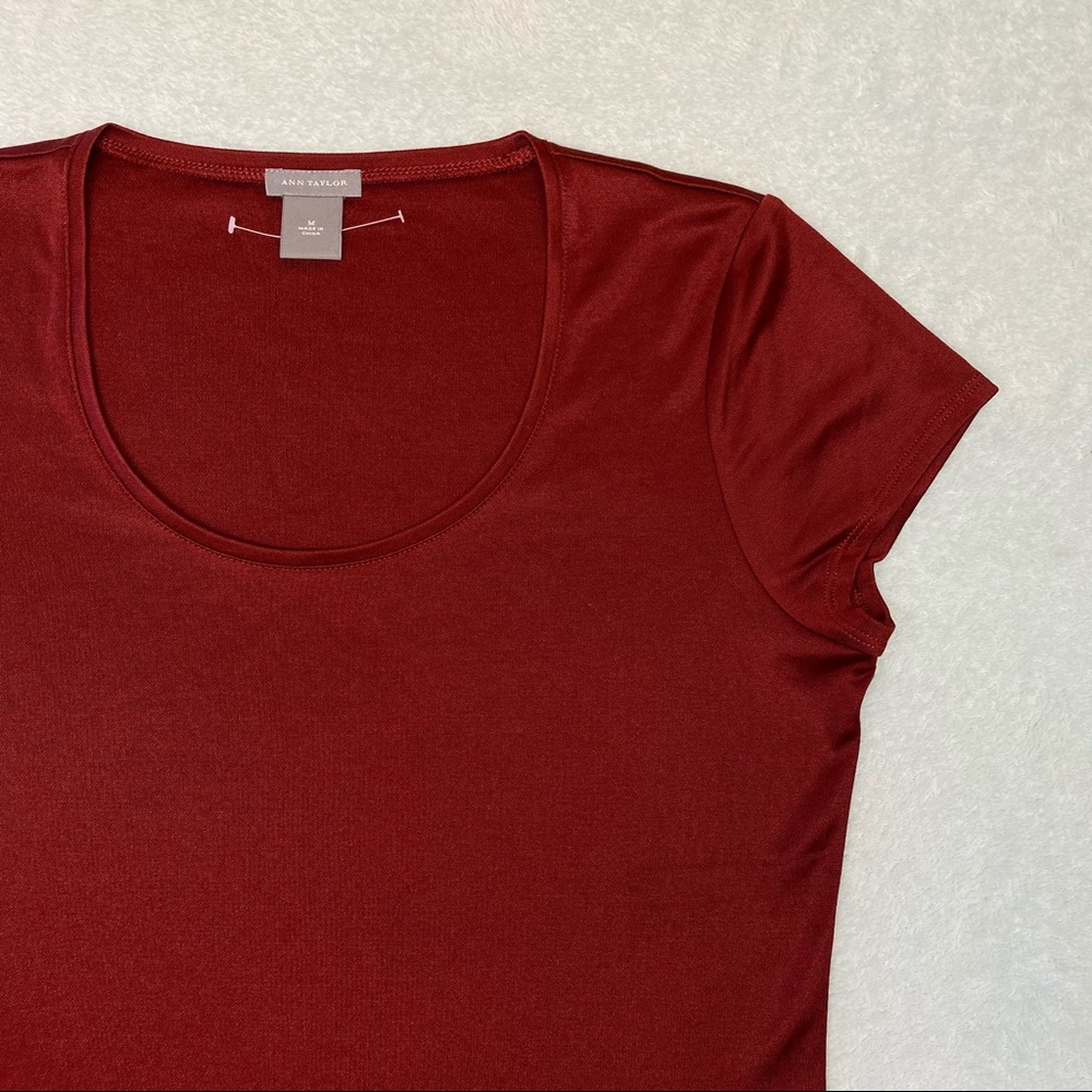 Ann Taylor Womens Short Sleeve Silk Scoop Neck Top - Picture 4 of 13